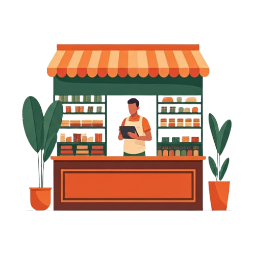 Modern Indian shopkeeper using Urban Bharat CRM on a tablet